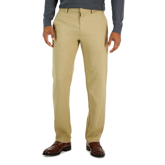 Perry Ellis Mens Modern fit Dress Pants 40 / 32 Beige Solid Stretch