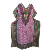 Mogul Womens Maxi Caftan Pink Printed Summer Resort Kaftan Dress