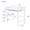 thumbnail image 2 of Harper & Bright Designs Twin Size Loft Bed with Built-in Desk, Wooden High Loft Bed with Ladder and Guardrails, White, 2 of 12