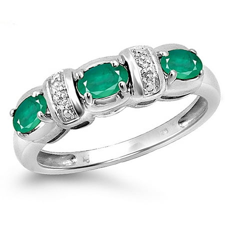 JewelersClub 0.69 Carat Emerald Gemstone and Accent White Diamond Ring