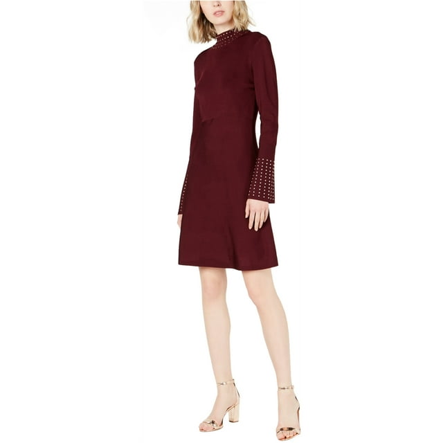 I-N-C Robe Chandail Cloutée pour Femmes, Rouge, Grand