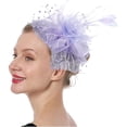 thumbnail image 2 of Luo fashion Women's Fascinator Hat Headband with Pearl & Feather – Elegant Mesh Flower Hair Clip, Multicolor Kentucky Derby Tea Party Headpiece, Wedding Cocktail Hair Accessory for Ladies, 2 of 3