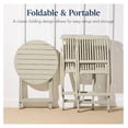 thumbnail image 3 of 3-Piece Wood Bistro Set, Folding Patio Furniture for Backyard, Balcony, Deck w/ 2 Chairs, Round Coffee Table, Teak Finish - Cream, 3 of 8