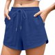 thumbnail image 1 of Pantalones cortos casuales rectos con cordón para mujer - Pantalones cortos de verano de poliéster ligeros y transpirables, tallas S-XXXL, 1 of 5