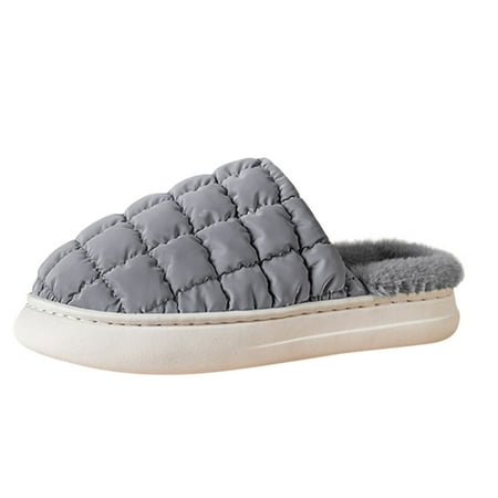 

Women Walking Shoes Men s Cloth Puff Cotton Slippers Winter Indoor Home High Light Luxury Ultra Light Thick Bottom Plus Velvet Warm Waterproof Cotton Slippers slipper for Men Grey