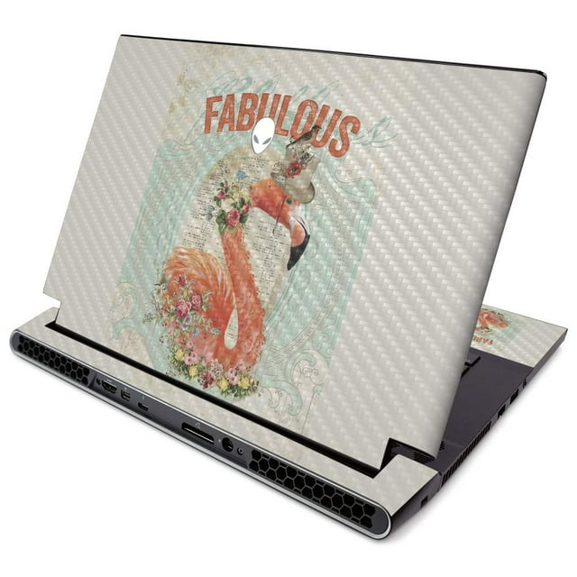 MightySkins Carbon Fiber Skin for Alienware M15 R2 (2019) - Fabulous Flamingo | Protective, Durable Textured Carbon Fiber Finish | Easy to Apply, Remove, and Change Styles | Made in The USA