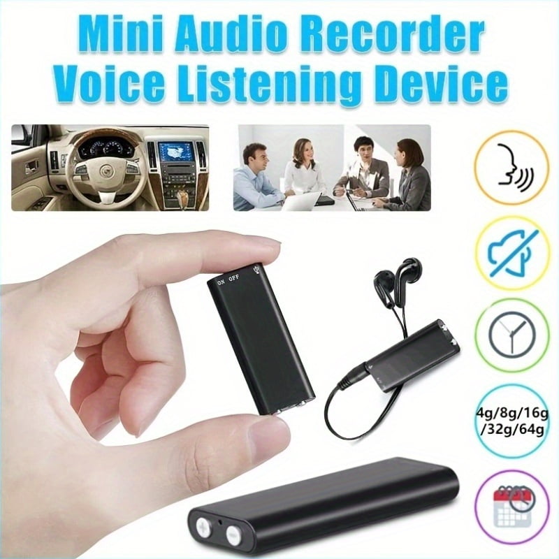Mini Portable Digital Voice Recorder (for Lectures And Conferences) 8 Hour Continuous Voice Activated Recording Device With 192kbit Adpcm Recording (Neutral English, Black 16, 32GB)