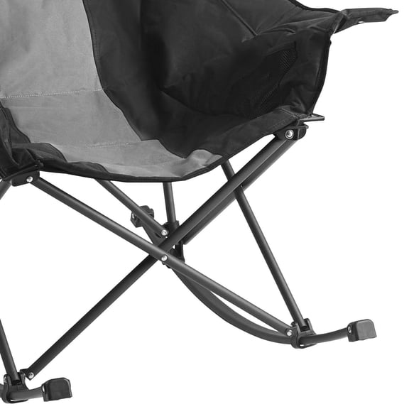 Portable Folding Rocking Chair Heavy Duty 225 lb Capacity Padded Recliner with Cup Holder and Pockets for Outdoor Camping Patio Backyard Garden