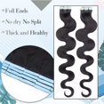 thumbnail image 6 of MY-LADY 20PCS Wavy Curly Tape in 100% Real Human Hair Extensions Hairpiece Skin Weft Full Head 14inch #01 Jet Black, 6 of 9