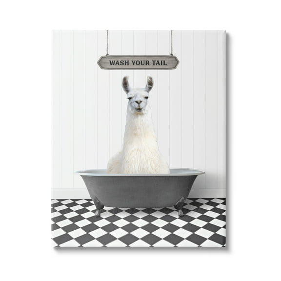 Stupell Industries Wash Your Tail Animal Animals & Insects Painting Gallery Wrapped Canvas Print Wall Art, 16 x 20