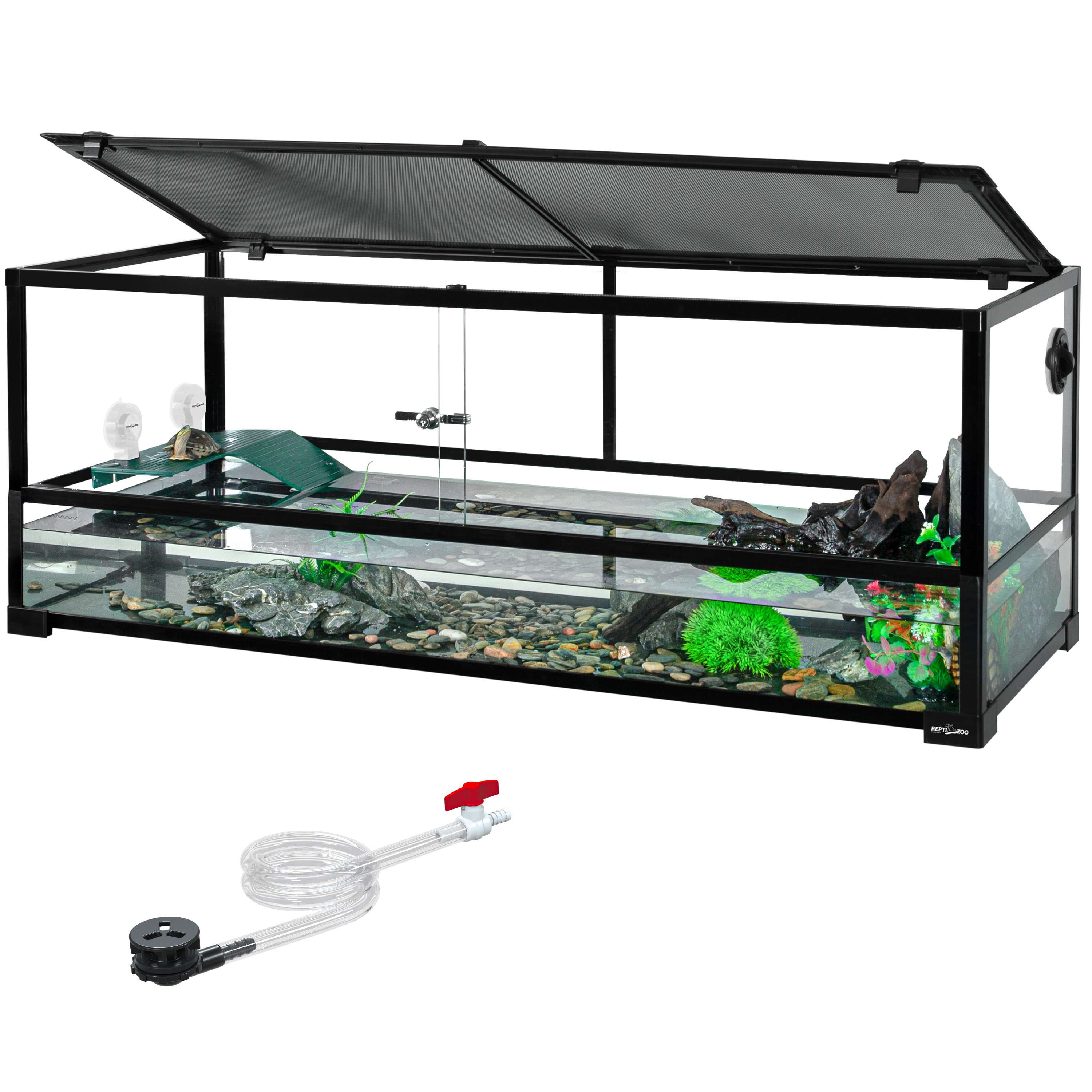REPTIZOO 64 Gallon Large Turtle Tank with Basking Platform