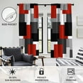 thumbnail image 3 of Red and Black Window Curtain White Grey Gray Geometric Abstract Mid Century Art Aesthetic Boys Mens Living Room Bedroom Window Drapes Treatment Fabric 1 Pair Home Decor, 52" W x 63" L, Modern, 3 of 6