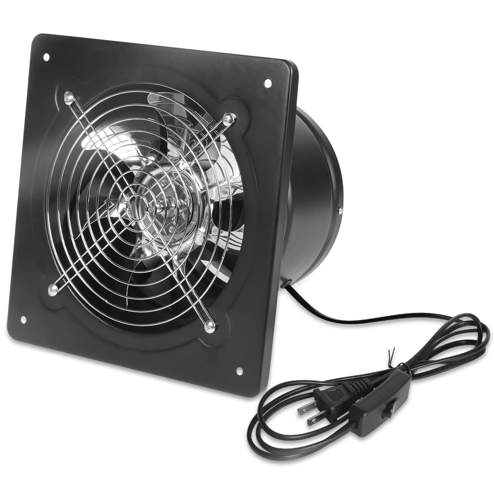 8 inch Exhaust Fan, 110V 80W Wall Mounted Vent Fans, 2800 RPM Ventilation Blower with Plug for Kitchen Bathroom Basement Ventilation Fan, Black