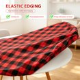 thumbnail image 3 of Fitted Round Tablecloth 45"-56", Waterproof Wipe Clean PVC Table Cover with Flannel Backing, Elastic Edge for Indoor Outdoor Dining, Black Red, 3 of 7