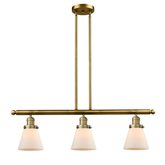 Innovations 3-LT LED Small Cone 36" Island-LT LED - Brushed Brass - 213-BB-G61-LED