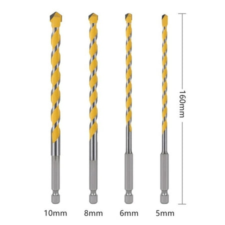 

Goodhd 4pc Hex Shank 160mm Tungsten Carbide Drill Bit for Masonary Concrete Brick Stone