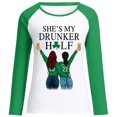 thumbnail image 1 of Blusa de manga larga con estampado de día de San Patricio de patchwork de primavera para mujer con cuello redondo Pompotops  FGAJ1900, 1 of 7