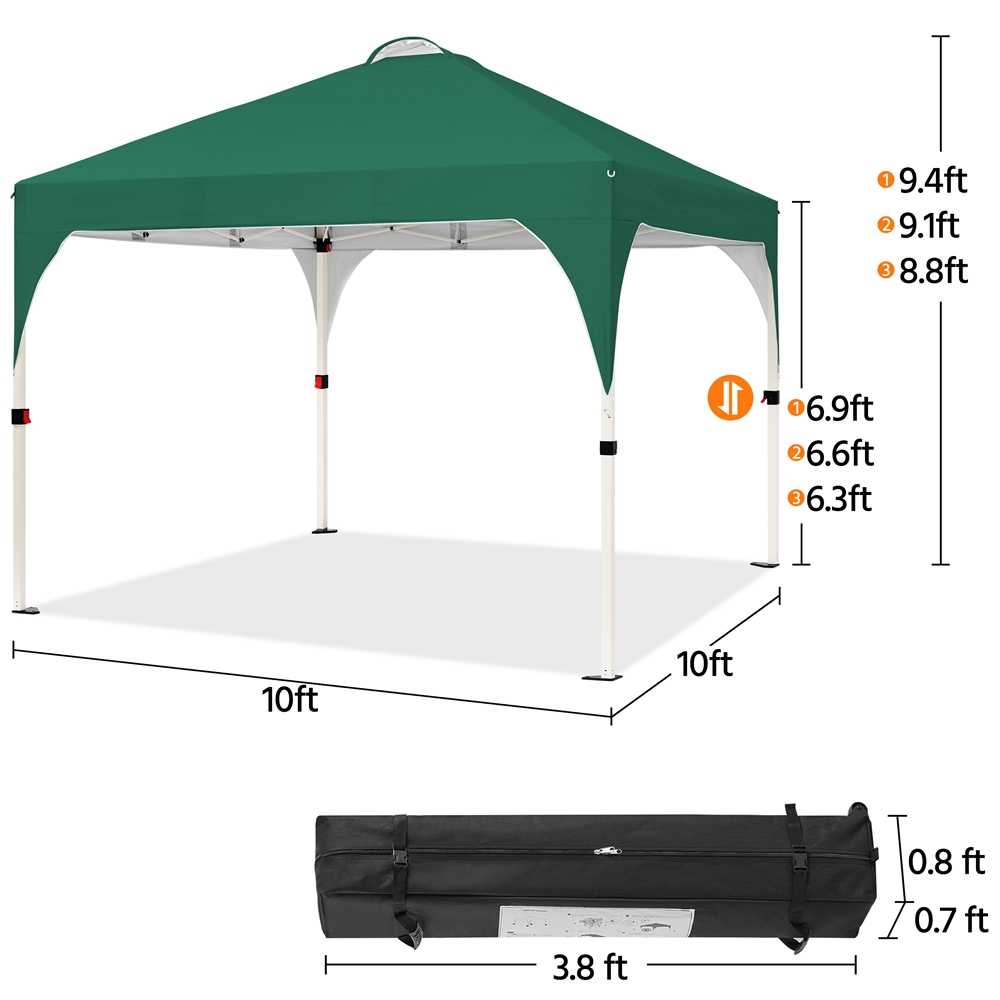 Renwick Instant Pop-up Canopy with Roller Bag & Sandbags, Dark Green