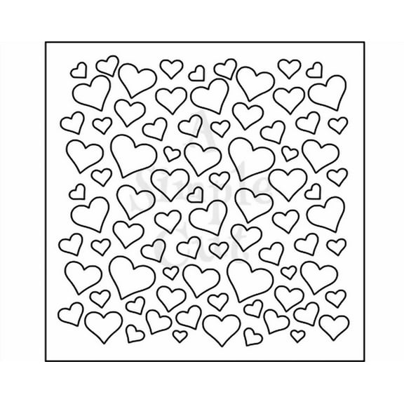 Hearts Scattered Stencil