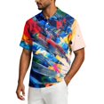 thumbnail image 4 of Men's Tie Dye Polo Shirts Short Sleeve Henley Button T Shirts Summer Vacation Causal Tees, M, 4 of 6
