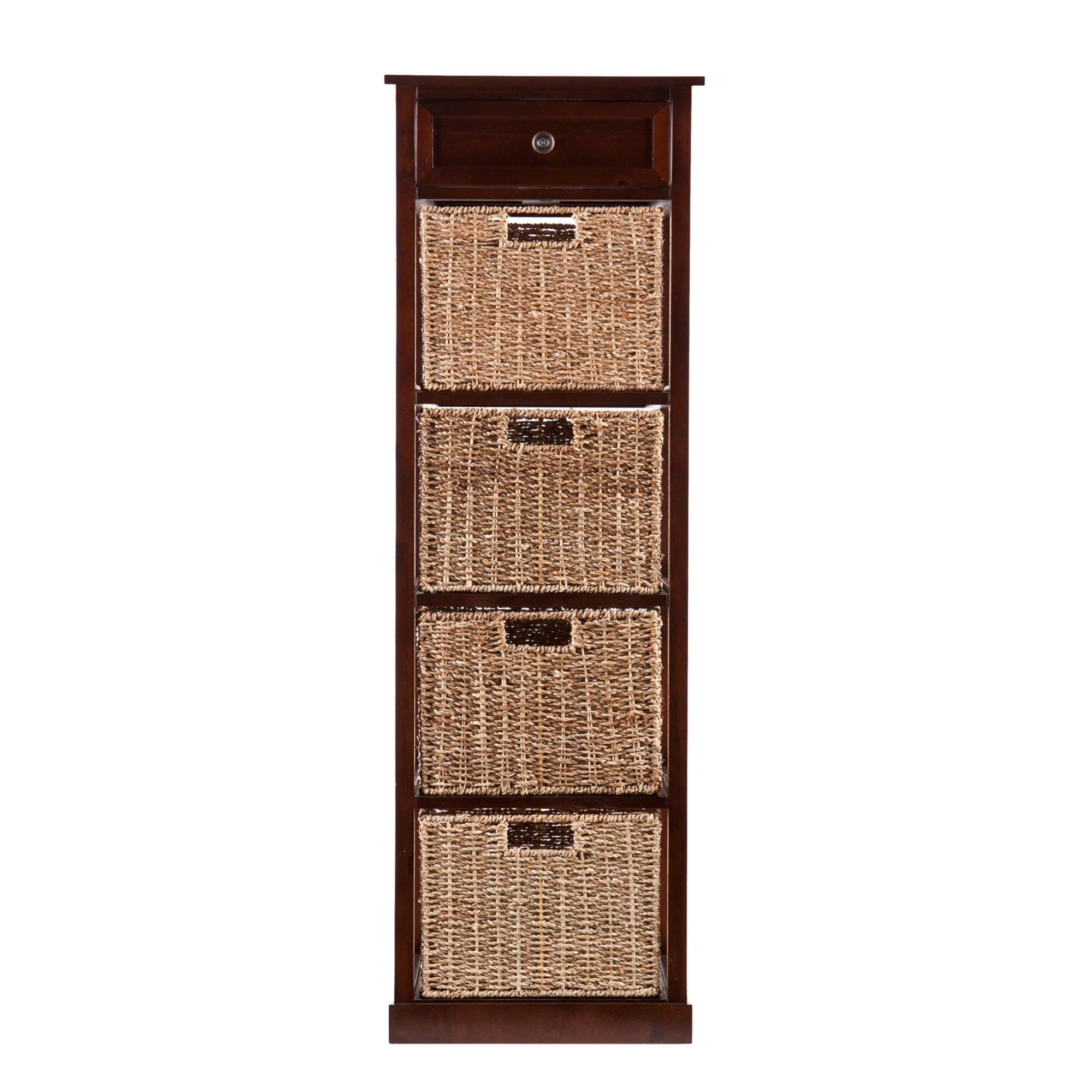48" Brown Contemporary 4Basket Vertical Storage Tower
