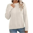 thumbnail image 3 of Fartey Women's Cable Knit Sweater Loose Fit Fall Long Sleeve Chunky Knitwear Cozy Crew Neck Pullover Sweaters Winter Fashion Clothing White S, 3 of 6