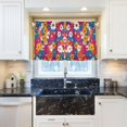 thumbnail image 5 of Yayeee Kitchen Curtains Light Filtering 27"x24" Rod Pocket Short Cafe Window Panel, Red Whimsical Floral, 5 of 7