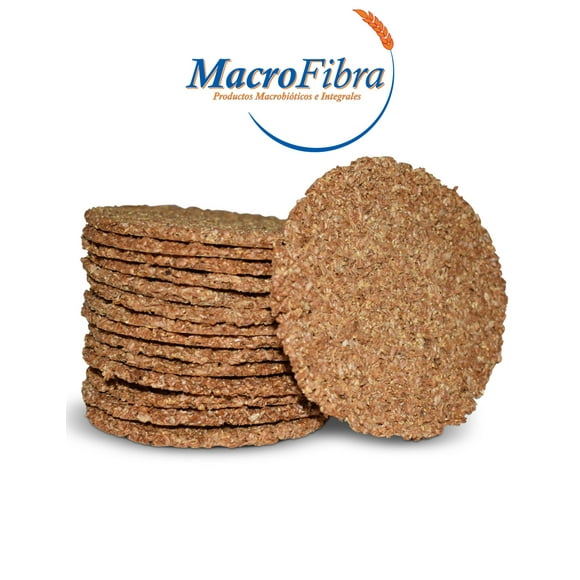 Galleta Oblea Tostis de Salvado Nuez - Macrofibra Integral - sin Azucar, Vegano y Alto contenido en fibra - 3 botes c/15 pzas