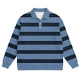 thumbnail image 3 of Ceisia Men's Vintage Waffle Knit Polo Sweater | Loose Drop-Shoulder Color Block Striped Long Sleeve Pullover Gifts, 3 of 5