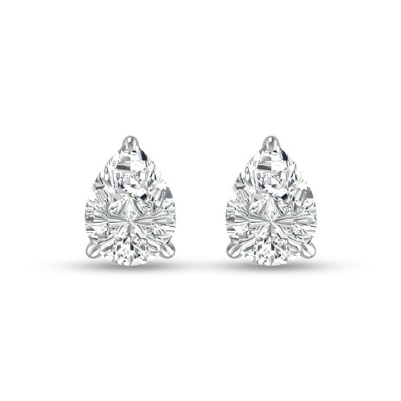 SZUL Women's Lab Grown 1 Carat Pear Shaped Solitaire Diamond Earrings in 14K White Gold