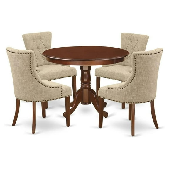 Pemberly Row 5-piece Wood Dining Table and Chairs in Mahogany
