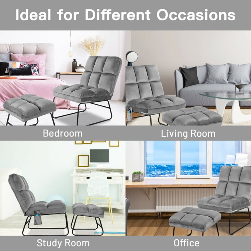 Finihen Massage Recliner Chair, Velvet Massage Recliners with Ottoman Remote Control and Side Pocket, for Living Room, Bedroom, Gray Finihen Massage Recliner Chair, Velvet Massage Recliners with Ottoman Remote Control and Side Pocket, for Living Room, Bedroom, Gray