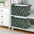 thumbnail image 2 of Yayeee Foldable Storage Basket for Shelves with Handles Waterproof Cloth Bins, Dark Green Plants, 2 of 7