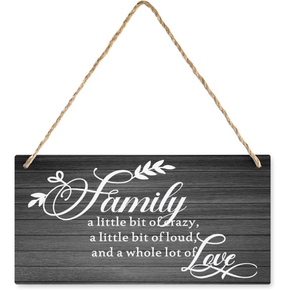 Novelty Wood Sign Family A Little Bit Of Crazy Office Wall Decor For Living Room Decor 8x12 Inch