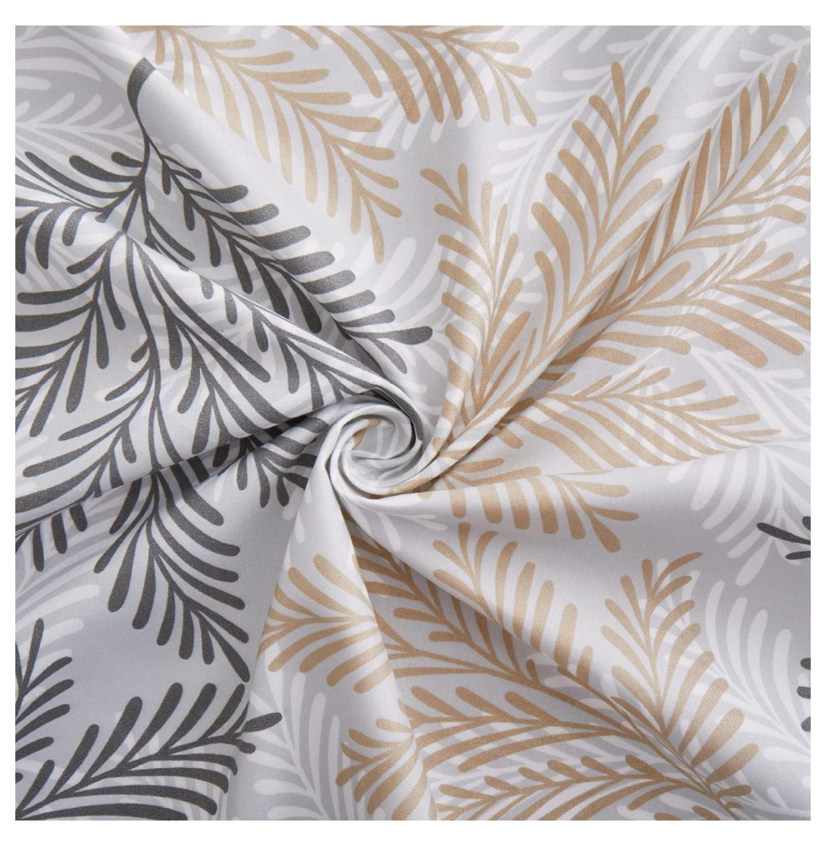 Ultra Soft Silky Deep Pocket Rich Printed Bedding Rayon from Bamboo All Season 4 Pieces Sheet Set with 2 Pillowcases, Taupe Grey Leaves Pattern Twin/Single Size