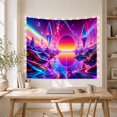 thumbnail image 5 of Striped Celestial Orb Over a Mirrored Cosmic Lake, Dreamy Psychedelic for Space Lovers, Galaxy Wall Art, Housewarming Gift, Tapestry Wall Hanging for Bedroom and Gaming Room, 5 of 7