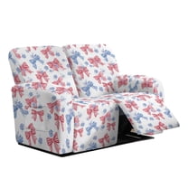 TSOVTHRID Bowknot Floral White Print Loveseat Recliner Covers 2 Seat Stretch Reclining Loveseat Cover, Machine Washable Loveseat Covers, Furniture Protector for Pet Dog