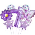 thumbnail image 1 of Set de globos HAUCIAJEIN para 7.º cumpleaños con mariposas, 7 piezas, morado, 1 of 5