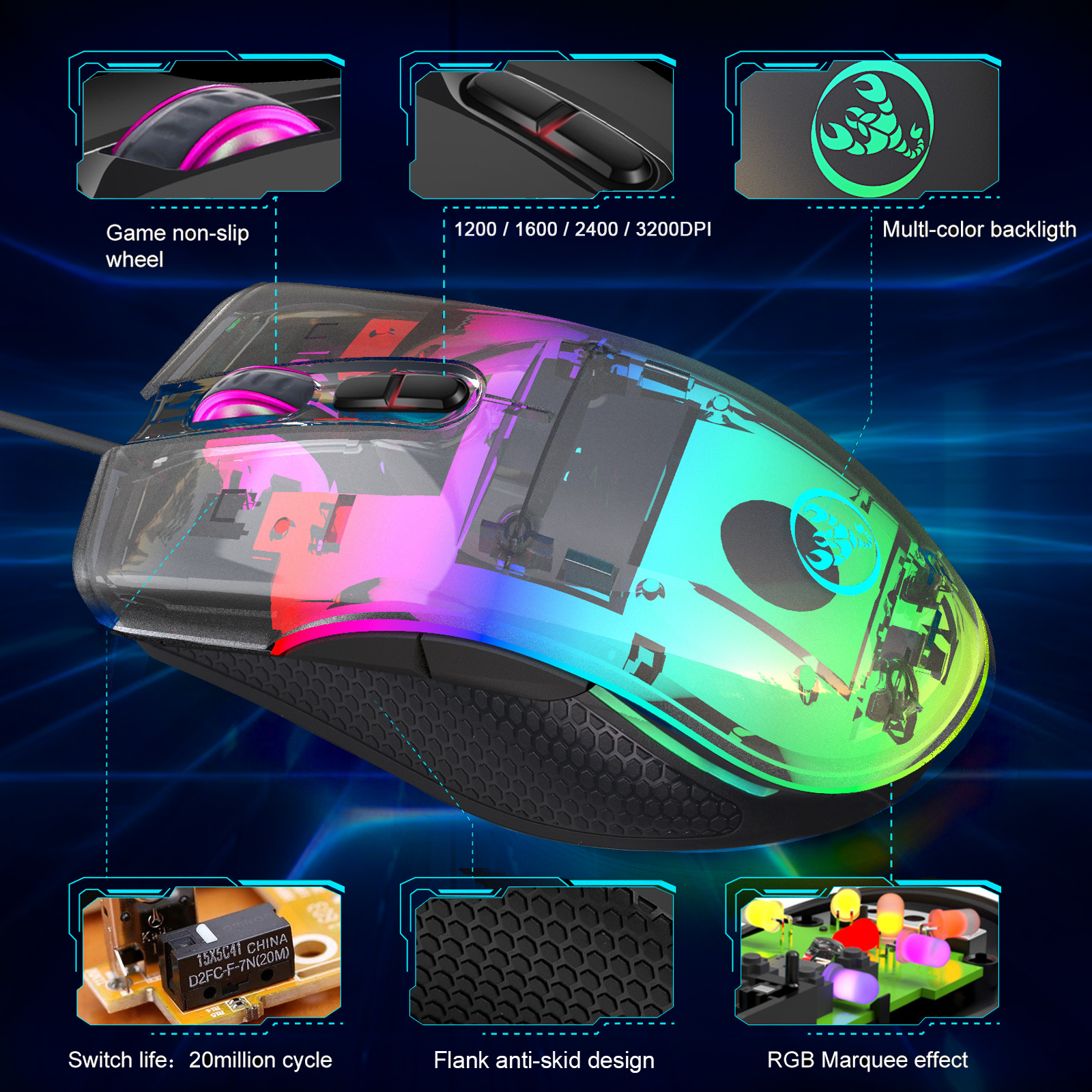 TSV RGB Wired Gaming Mouse with 4-Level DPI Adjustment photo 8