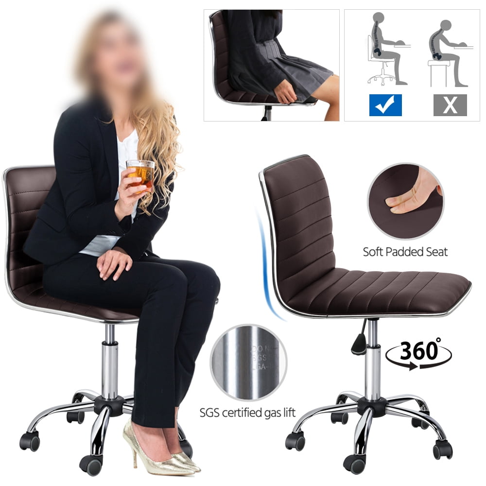Alden Design Task Chair with Swivel & Adjustable Height, 265 lb. Capacity, Brown