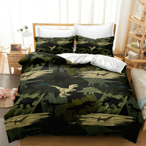 3D Bedding Set dino-saur 3D Digital PrintingFitted Sheet Microfiber Duvet Cover with Pillowcases Bed Sheet Soft Duvet Cover Fade Resistant