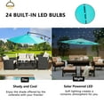 thumbnail image 6 of 10ft Cantilever Umbrella with 24 Solar LED Lights, Outdoor Patio Offset Hanging Umbrella, Aluminum Market Umbrella with Cross Base& Crank Lift, 8 Iron Ribs, Easy Tilt Adjustment, K2057, 6 of 11