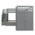 thumbnail image 2 of Bellemave L Shaped Triple Bunk Bed with Stairs, Wood Twin Over Full Bunk Bed with Desk and Wardrobe, Bunk Beds Frame with 3 Storage Drawers for 3 Teens（Gray）, 2 of 10