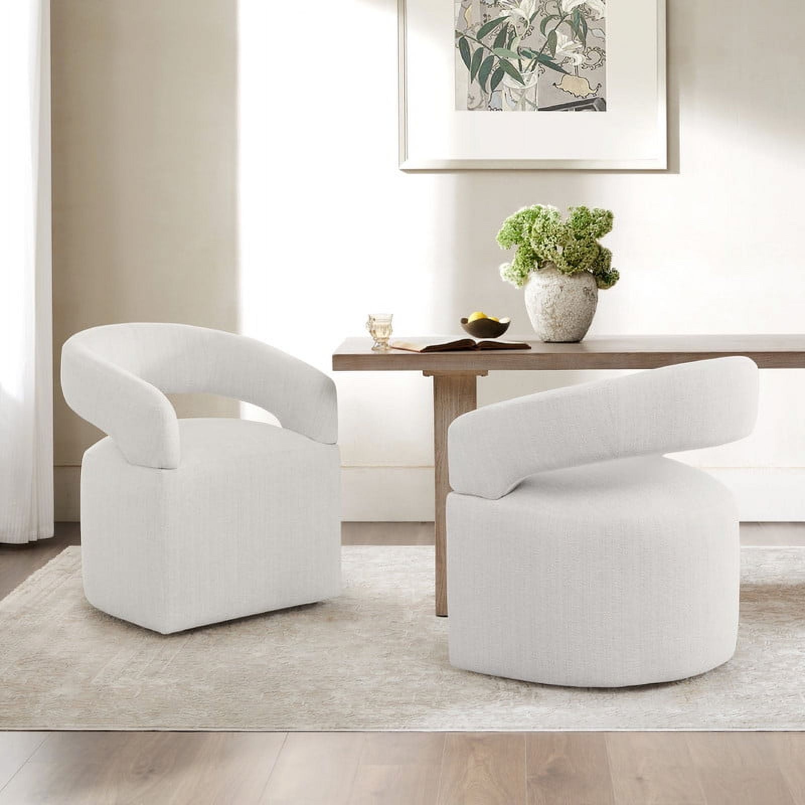 CHITA Modern Mobile Dining Chair with Casters & Open Back