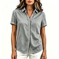 thumbnail image 3 of Asgosdo Womens Button Down Shirts Cotton Linen Short Sleeve Collared Loose Fit Tops Soft Cozy Summer Blouses, 3 of 6