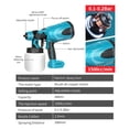 thumbnail image 2 of Cordless Electric Spray Gun 800ML Home Paint Sprayer Flow Control Airbrush Easy Spraying Clean For 18V Battery, 2 of 7
