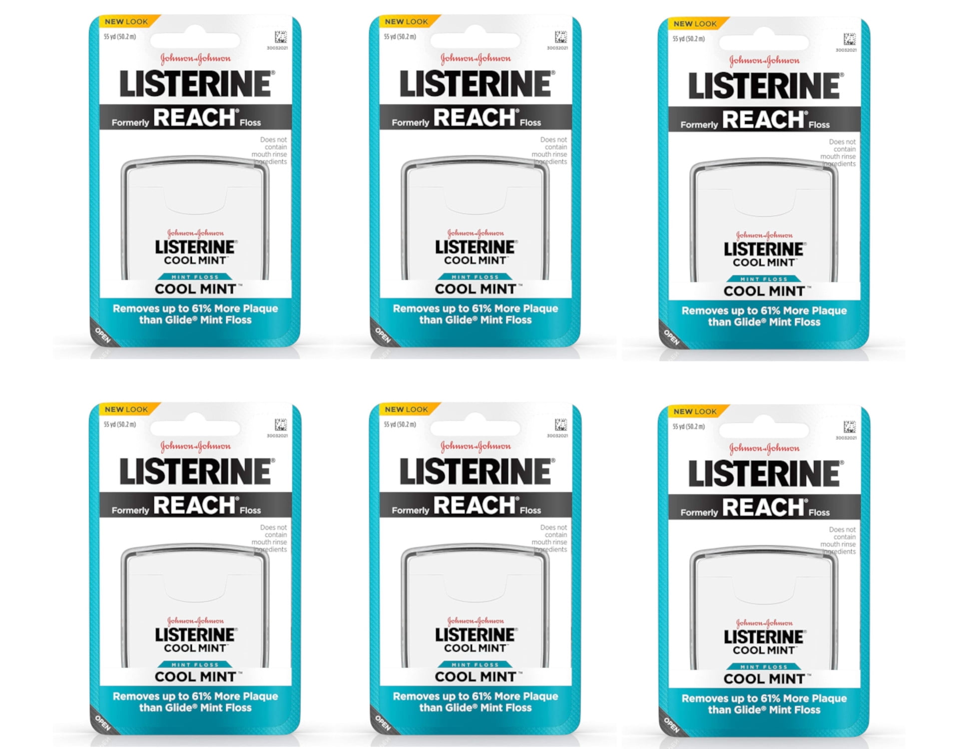 Listerine Cool Mint, Mint Flavored Dental Floss - 55 Yards, 6 Pack