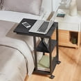 thumbnail image 6 of Farini C-Shaped End Table with Lockable Wheels, 3-Tier Rolling Side Table for Sofa, Bed & Living Room, Black, 6 of 7