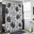 thumbnail image 4 of Grey Poppy Floral Shower Curtain - Water Repellent Fabric Shower Curtains Washable, Vintage Botanical Flowers Aesthetic Decorative Polyester Cloth Bathroom Curtains Modern Bath Decor 36"x72", 4 of 8