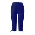 thumbnail image 5 of Capri Leggings for Women Summer Casual Elastic High Waist Drawstring Workout Yoga Cropped Capris Pants, 5 of 6